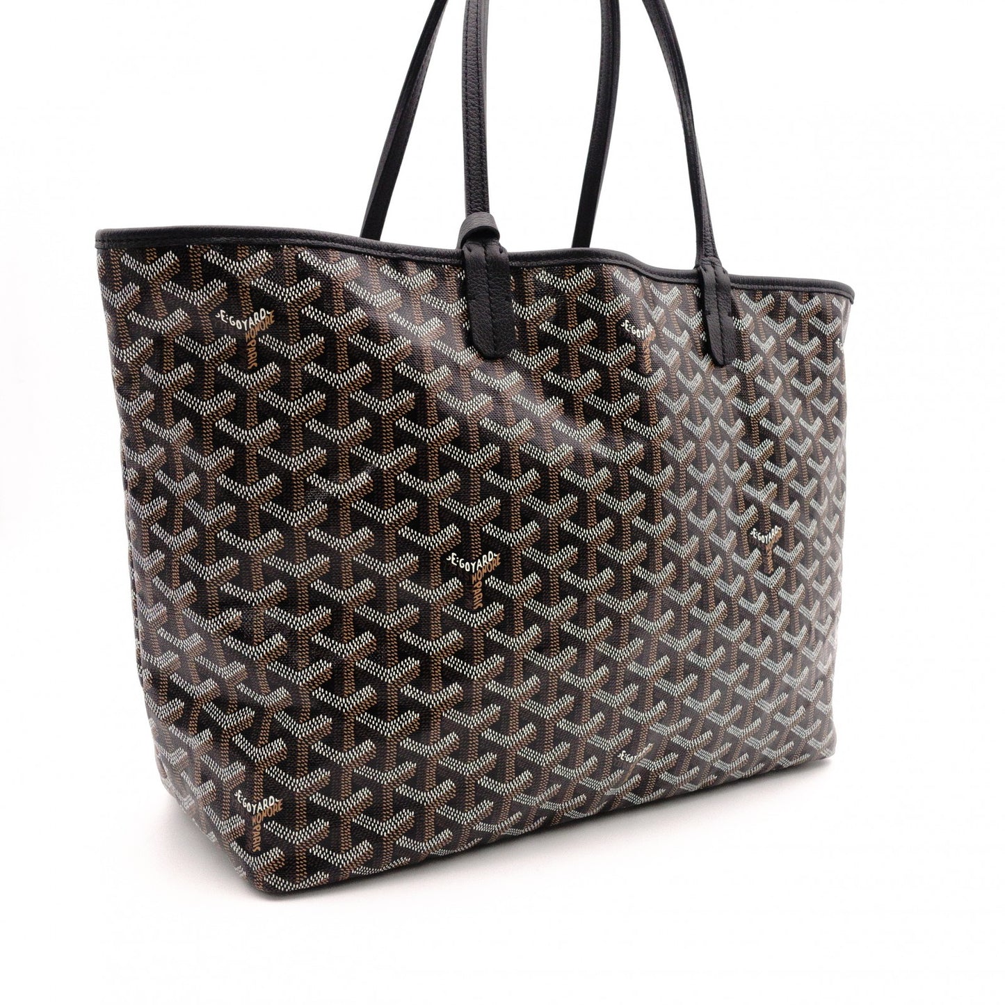 GOYARD Saint Louis PM Tote Bag, PVC and Leather, Black, Shoulder Bag, A4 Size