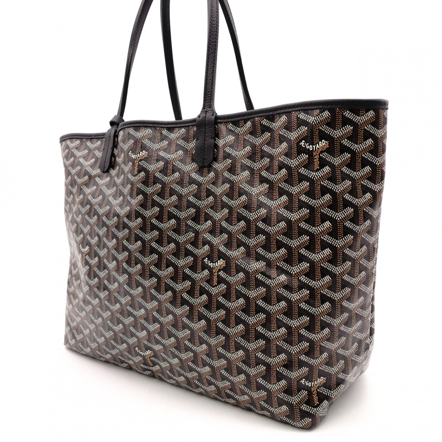 GOYARD Saint Louis PM Tote Bag, PVC and Leather, Black, Shoulder Bag, A4 Size