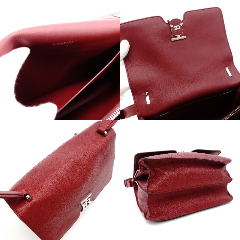 Burberry Alice Shoulder Bag Leather Red Silver Hardware Red Crossbody TB Logo R801087