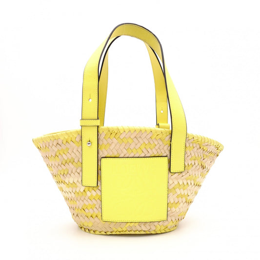 LOEWE Anagram Basket Handbag, Raffia, Beige and Yellow, Logo, Wicker Bag