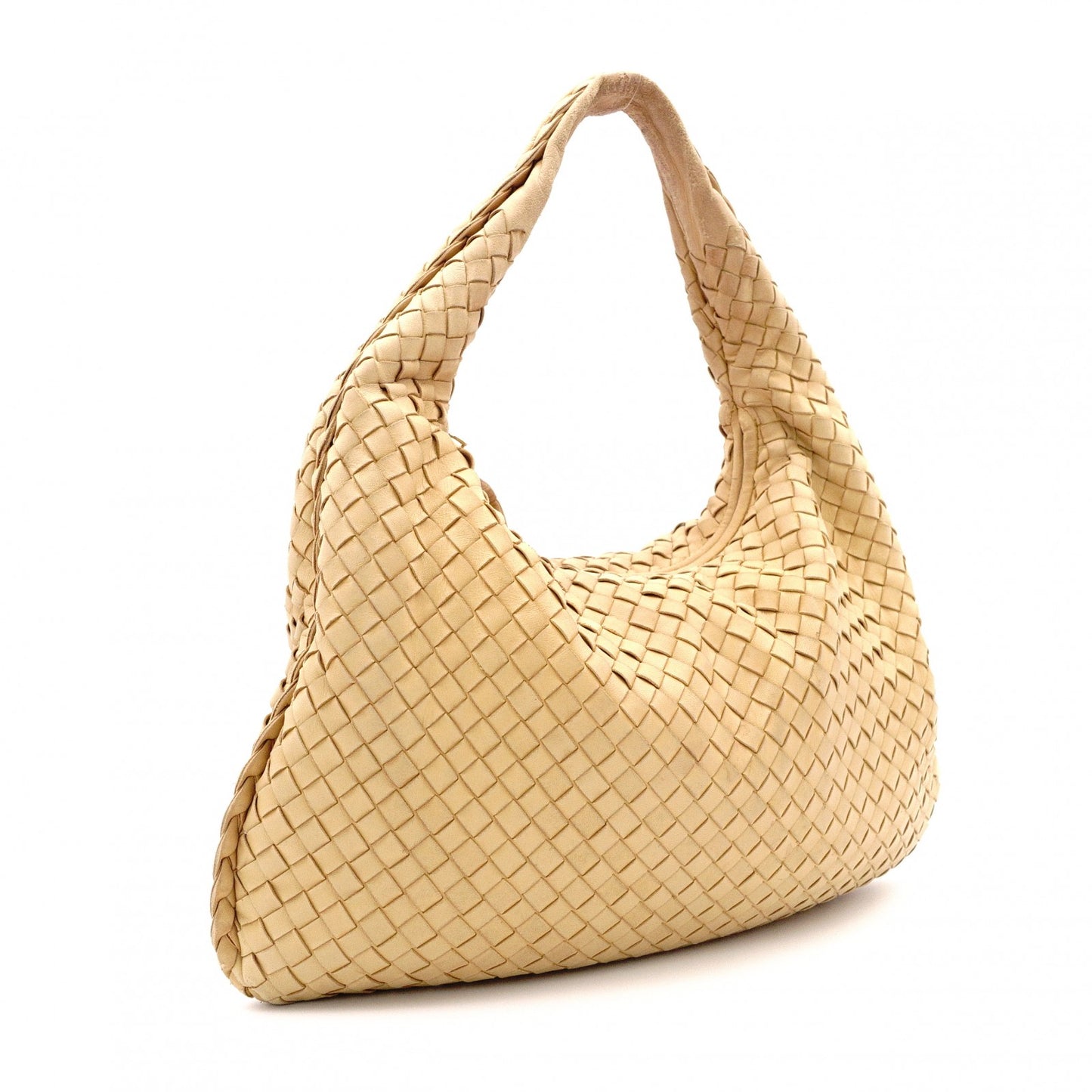 Bottega Veneta Intrecciato Shoulder Bag, Leather, Beige, Hobo