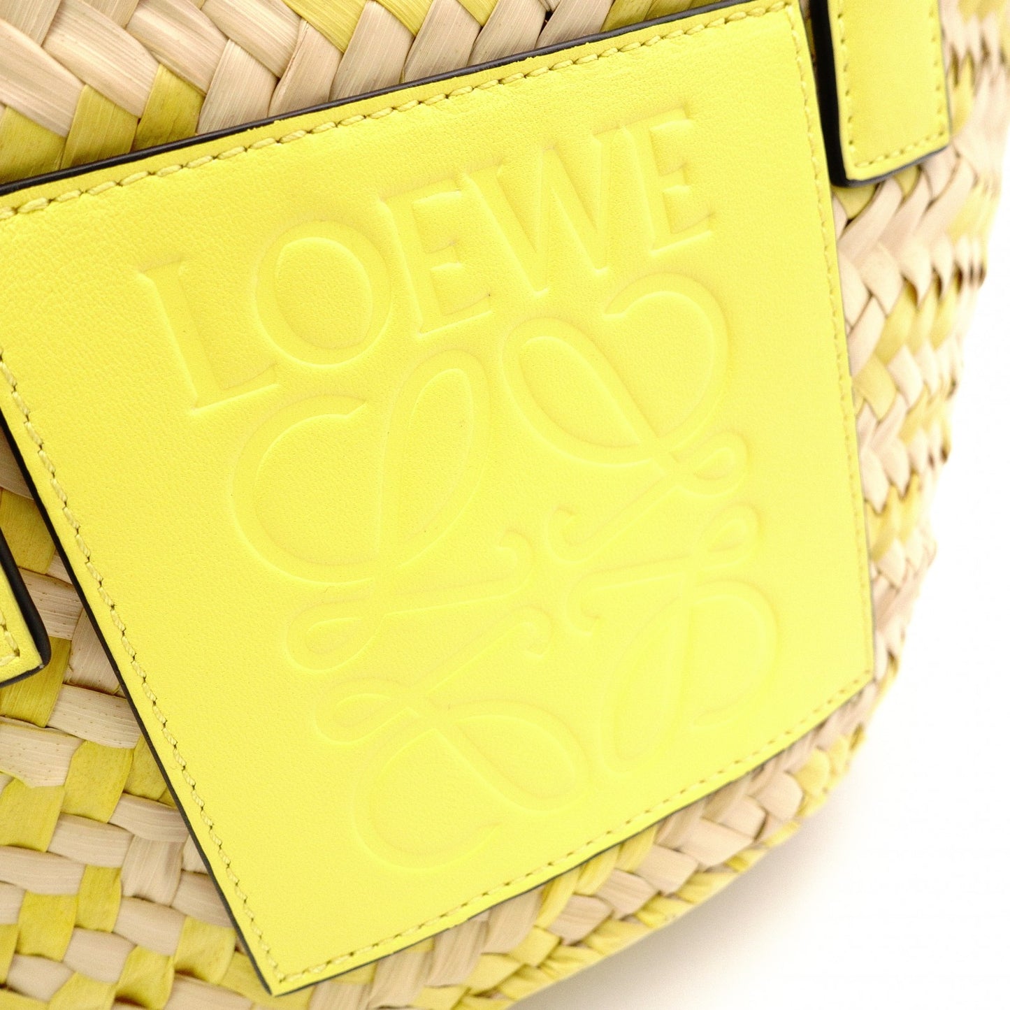 LOEWE Anagram Basket Handbag, Raffia, Beige and Yellow, Logo, Wicker Bag