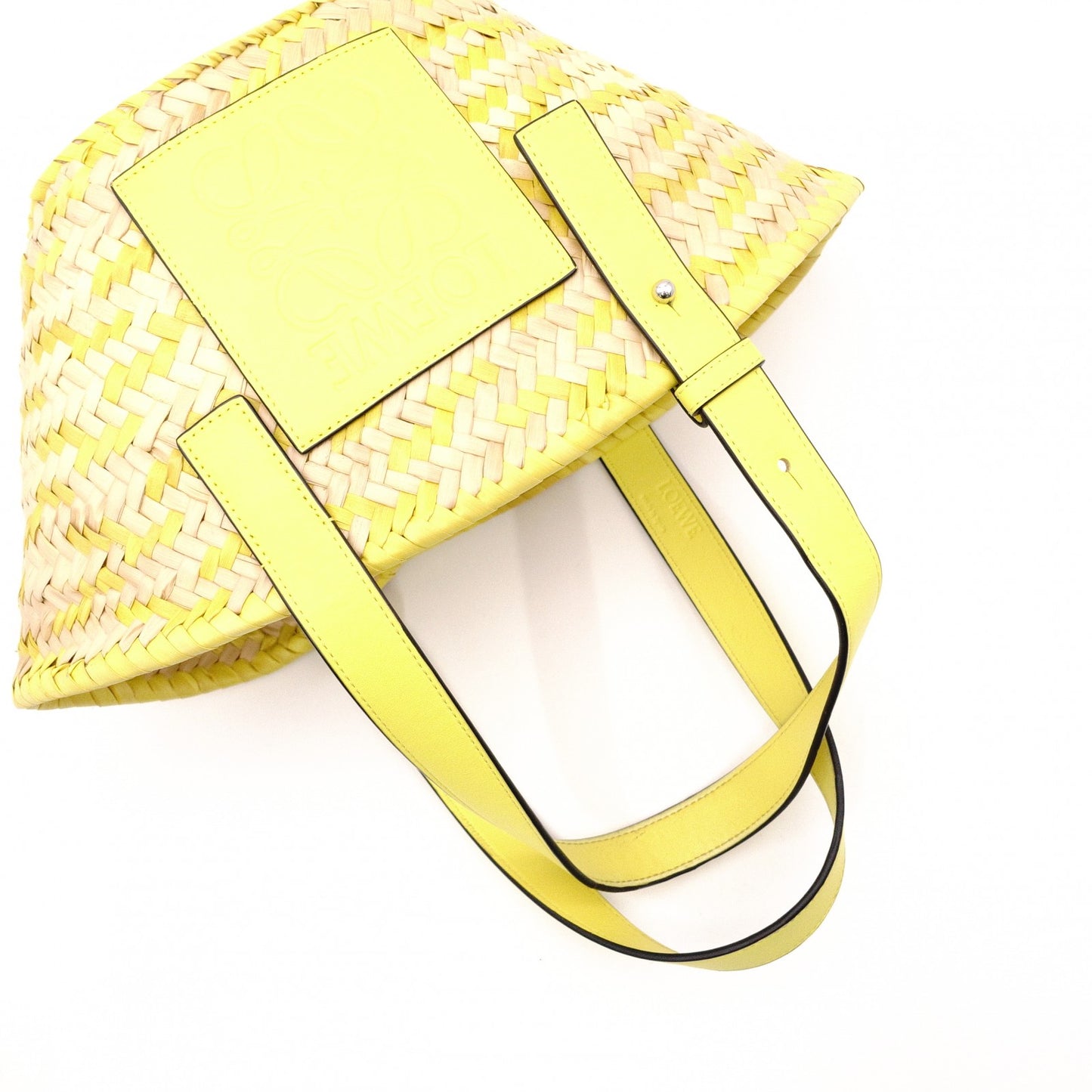 LOEWE Anagram Basket Handbag, Raffia, Beige and Yellow, Logo, Wicker Bag