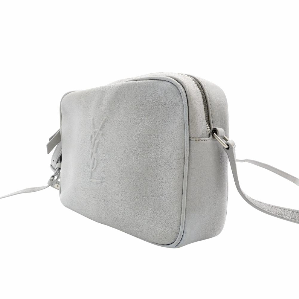Saint Laurent Shoulder Bag Leather YSL Gray Crossbody Tassel Logo 7-12-227