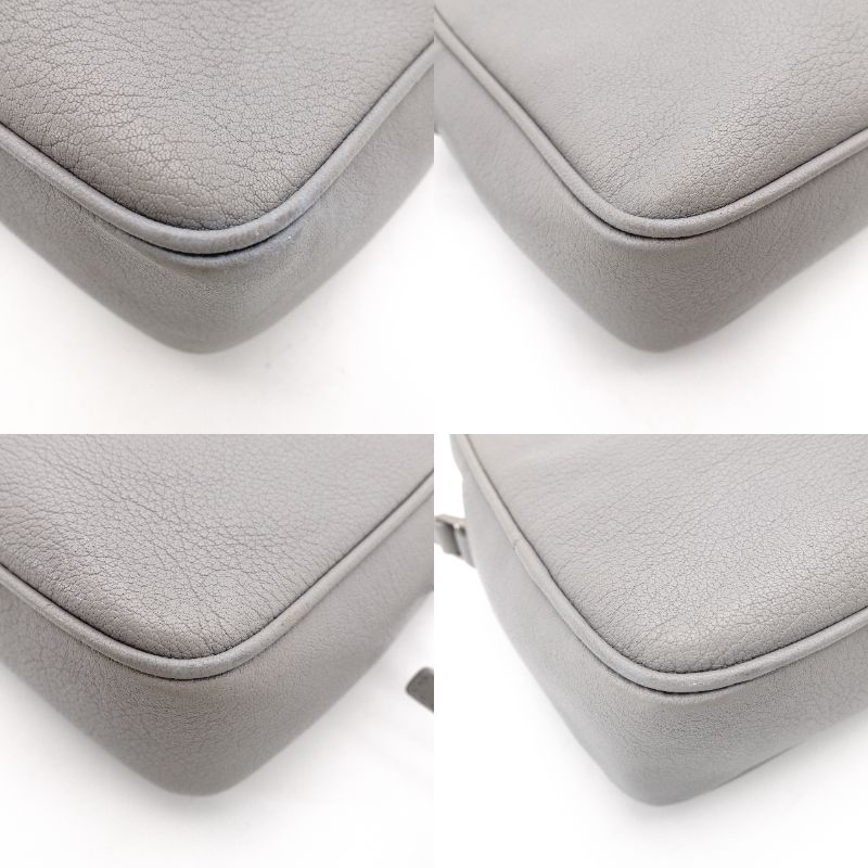 Saint Laurent Shoulder Bag Leather YSL Gray Crossbody Tassel Logo 7-12-227