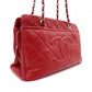 CHANEL Matelassé Shoulder Bag, Leather, Red Caviar Skin, Silver Hardware