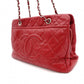 CHANEL Matelassé Shoulder Bag, Leather, Red Caviar Skin, Silver Hardware