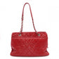 CHANEL Matelassé Shoulder Bag, Leather, Red Caviar Skin, Silver Hardware