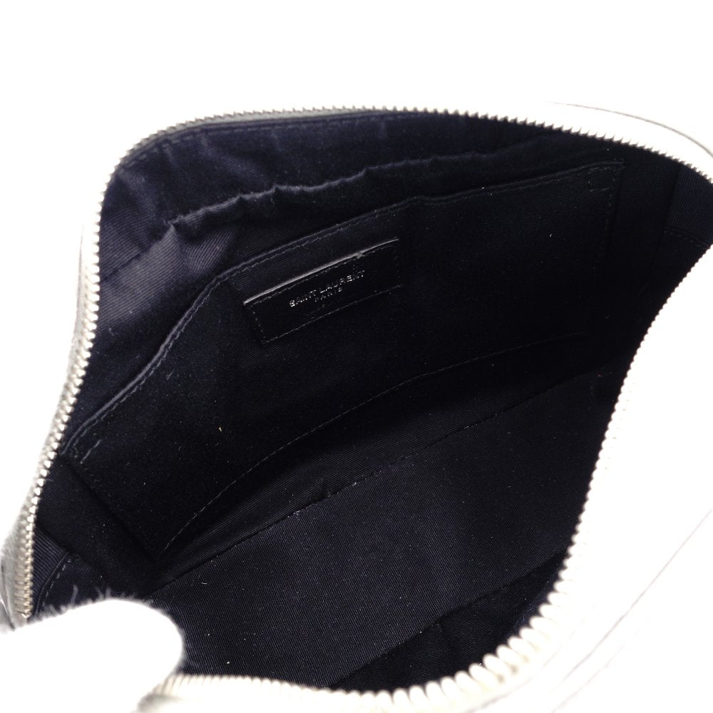 Saint Laurent Shoulder Bag Leather YSL Gray Crossbody Tassel Logo 7-12-227