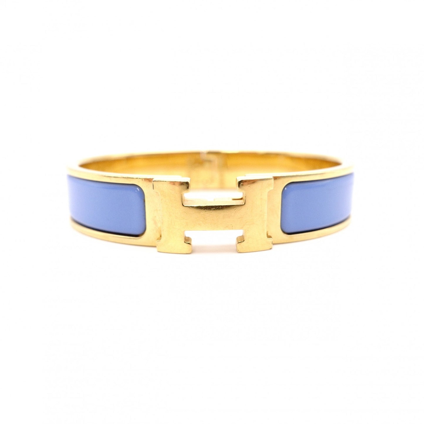 HERMES Click H Bracelet, Metal, Gold and Blue, Size ST