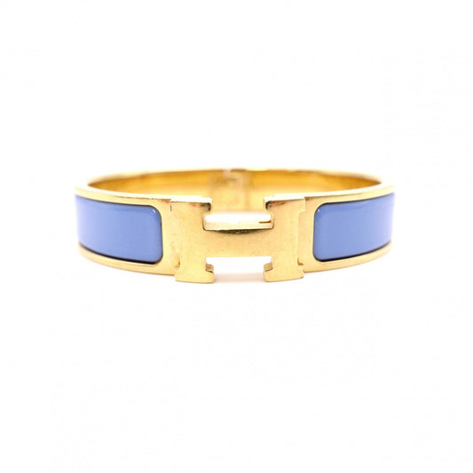 HERMES Click H Bracelet, Metal, Gold and Blue, Size ST