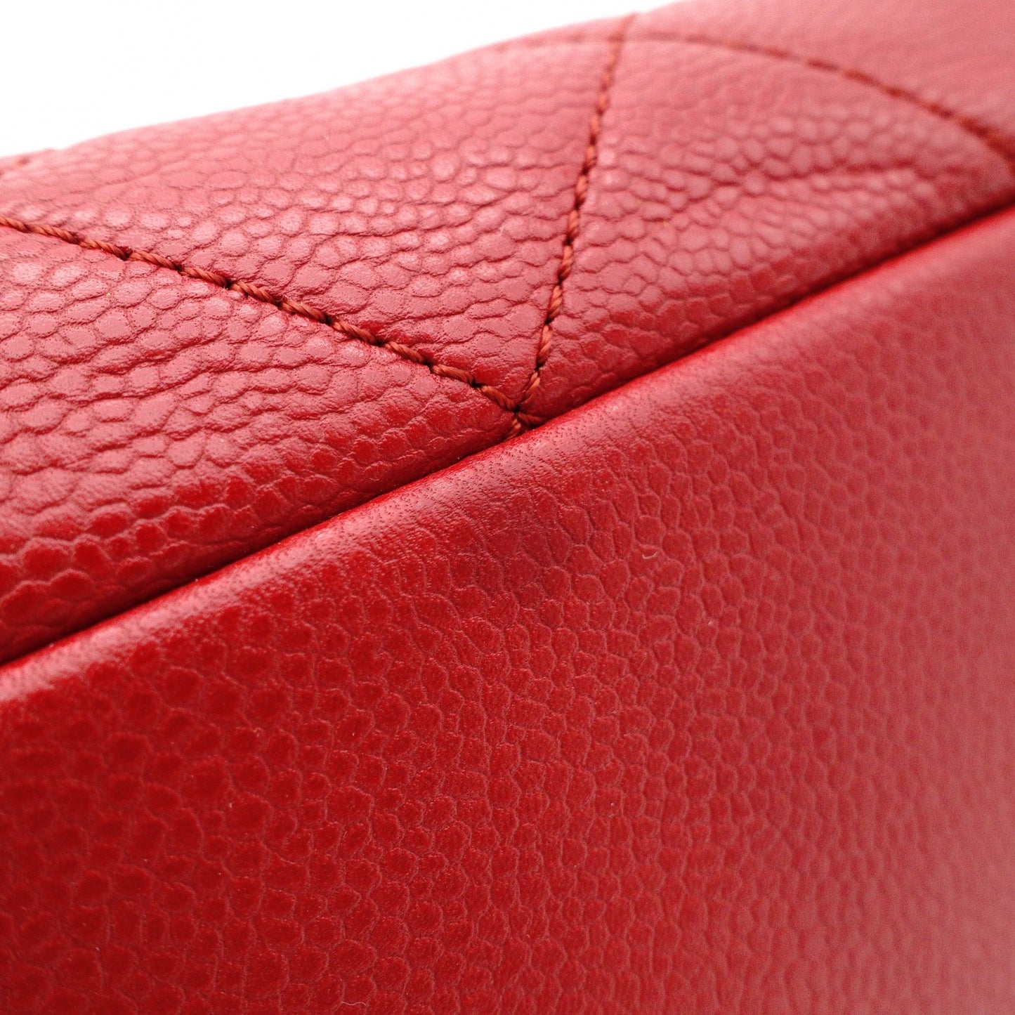 CHANEL Matelassé Shoulder Bag, Leather, Red Caviar Skin, Silver Hardware