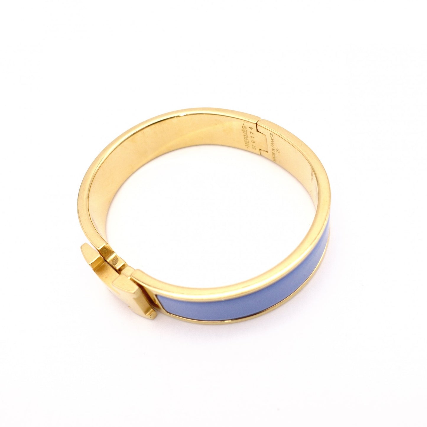 HERMES Click H Bracelet, Metal, Gold and Blue, Size ST