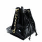 CHANEL Chain Shoulder Bag Drawstring Pouch Patent Leather Black Leather Coco Logo Black Gold Hardware 7-10-999