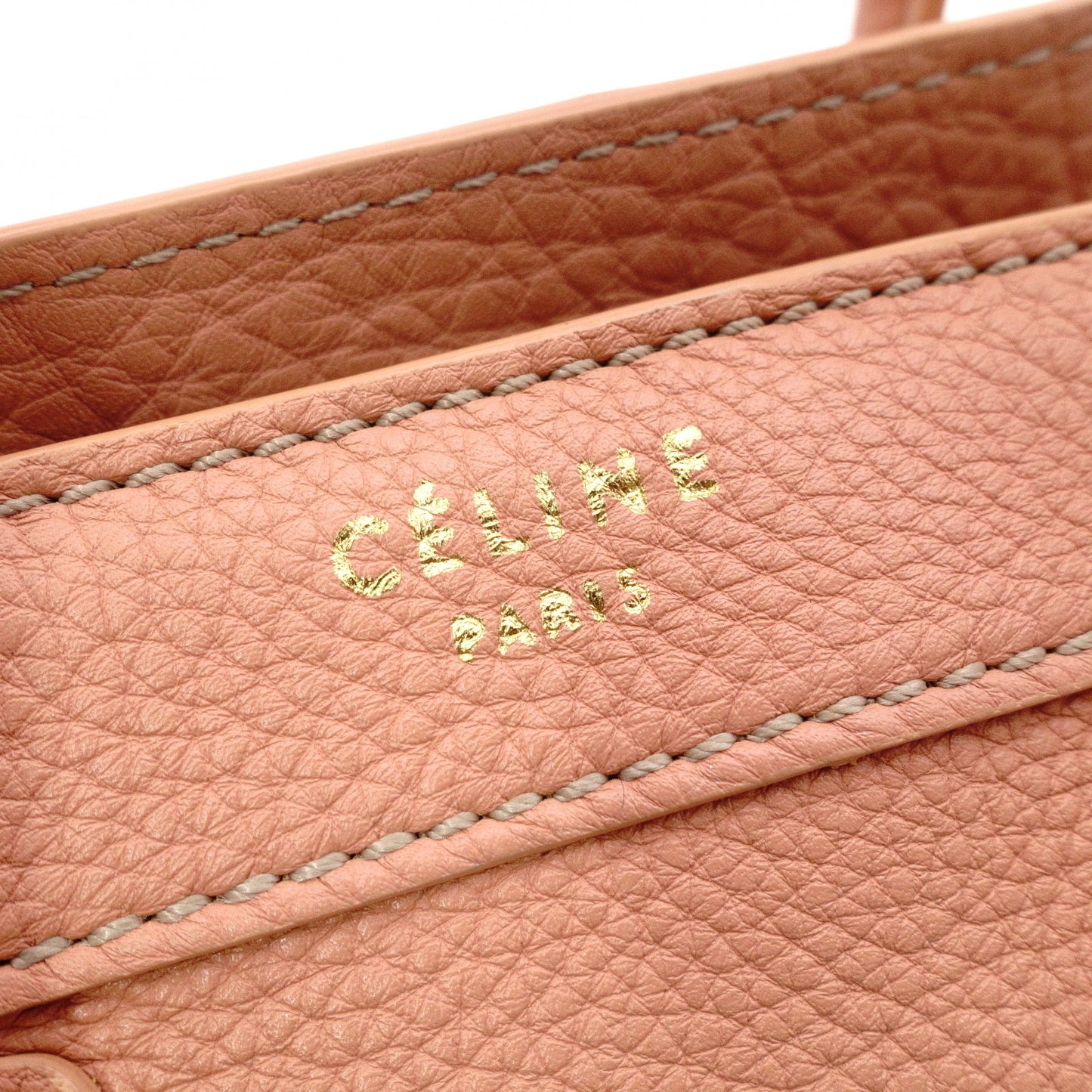 CELINE Luggage Nano Shopper Handbag, Leather, Coral Orange, 2-Way Crossbody