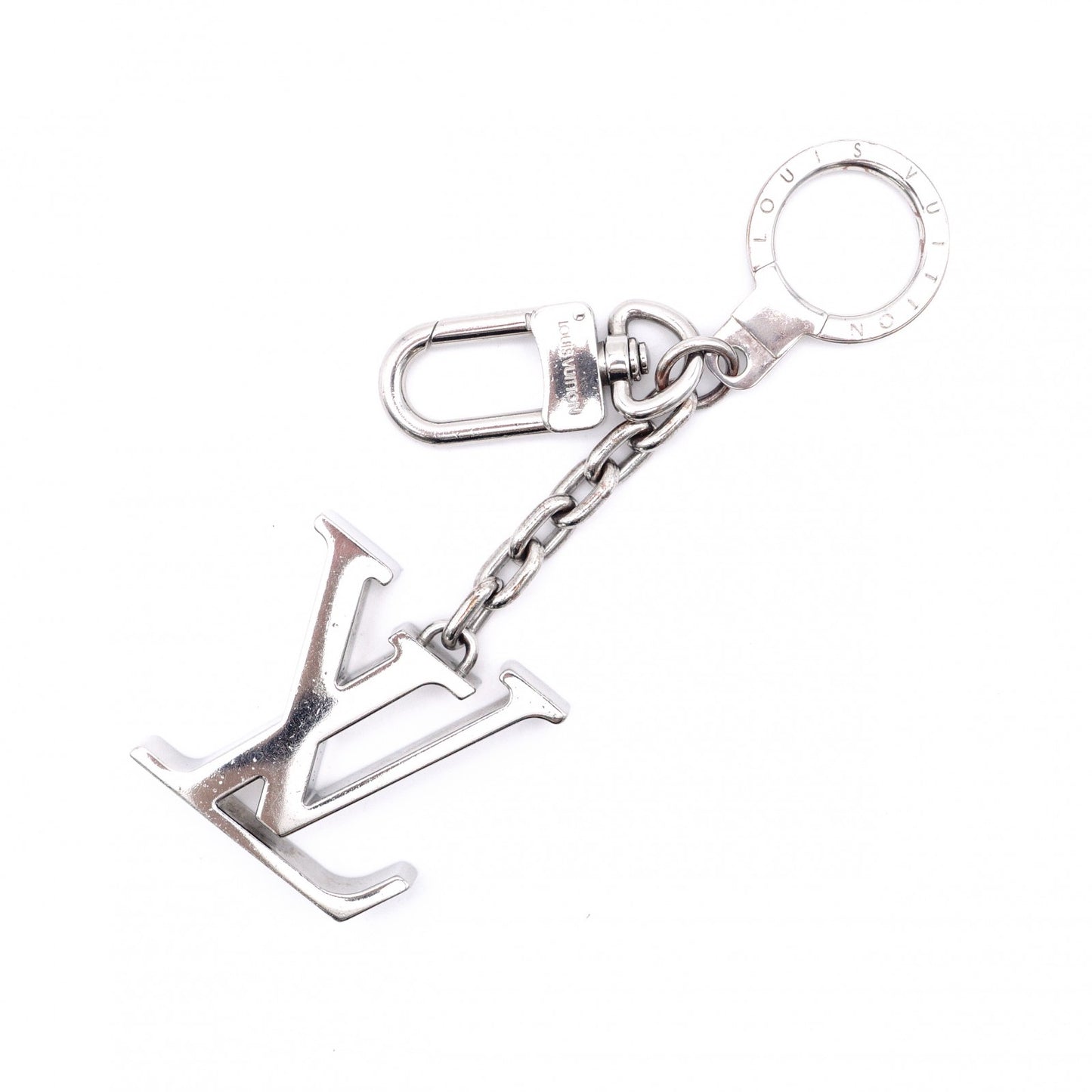 LOUIS VUITTON Charm, Metal, Silver, LV Logo