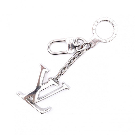 LOUIS VUITTON Charm, Metal, Silver, LV Logo