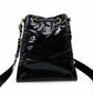 CHANEL Chain Shoulder Bag Drawstring Pouch Patent Leather Black Leather Coco Logo Black Gold Hardware 7-10-999