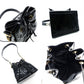 CHANEL Chain Shoulder Bag Drawstring Pouch Patent Leather Black Leather Coco Logo Black Gold Hardware 7-10-999