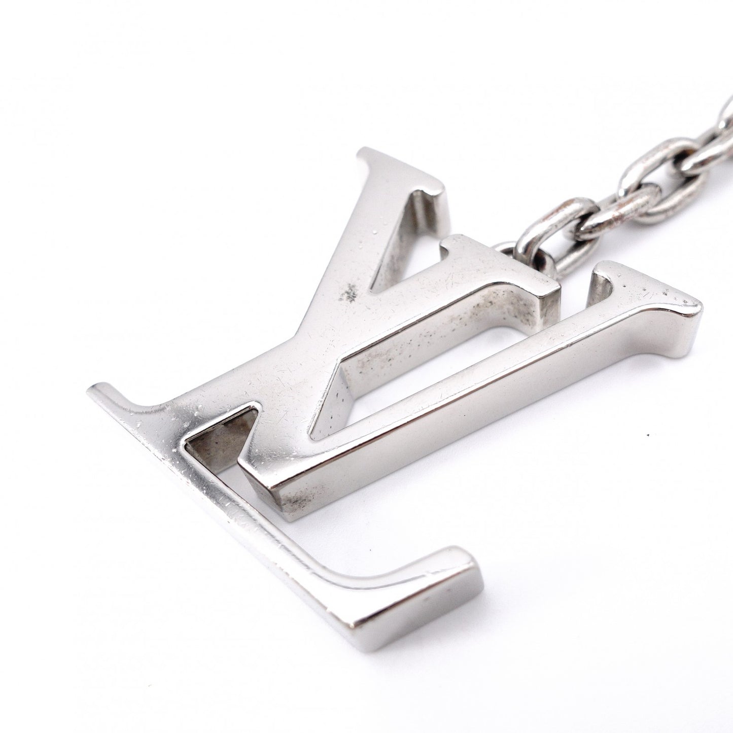 LOUIS VUITTON Charm, Metal, Silver, LV Logo