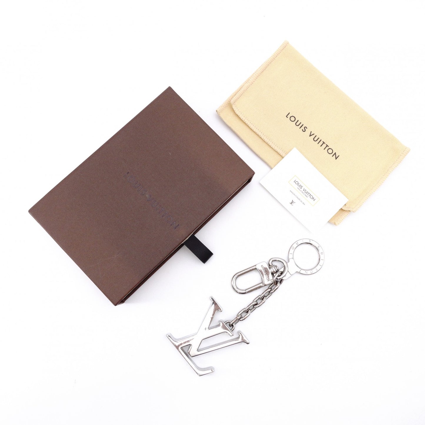 LOUIS VUITTON Charm, Metal, Silver, LV Logo