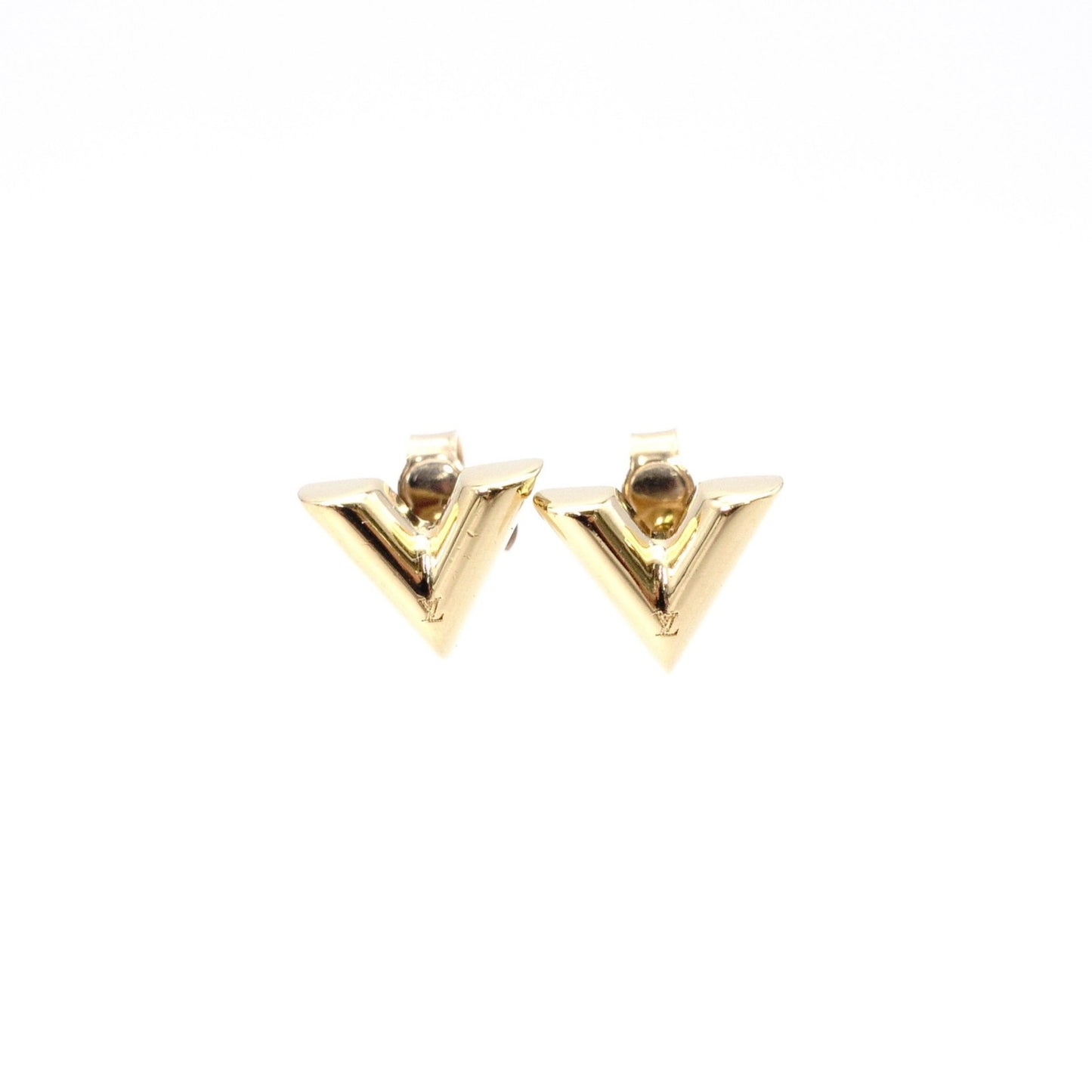 LOUIS VUITTON Essential V Earrings, Metal, Gold