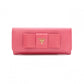 PRADA Ribbon Saffiano Long Wallet, Leather, Pink Ribbon, Gold Hardware
