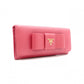 PRADA Ribbon Saffiano Long Wallet, Leather, Pink Ribbon, Gold Hardware