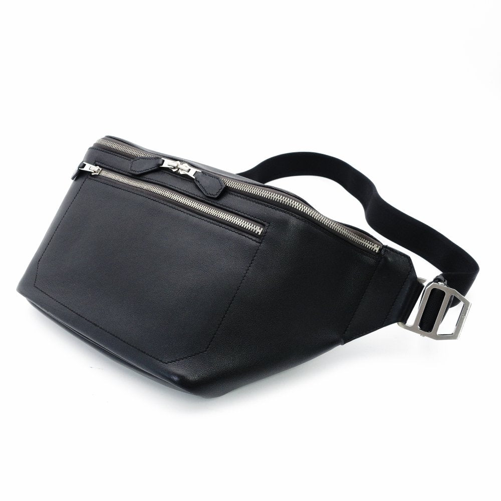 HERMES City Slide Cross GM Waist Bag Men's Crossbody Bag Shoulder Bag Belt Bag Leather Black