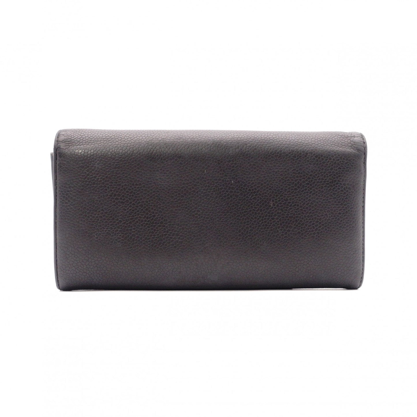CHANEL Coco Mark Caviar Skin Long Wallet, Leather, Black, Coco Mark, CC Logo, Wallet