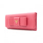 PRADA Ribbon Saffiano Long Wallet, Leather, Pink Ribbon, Gold Hardware
