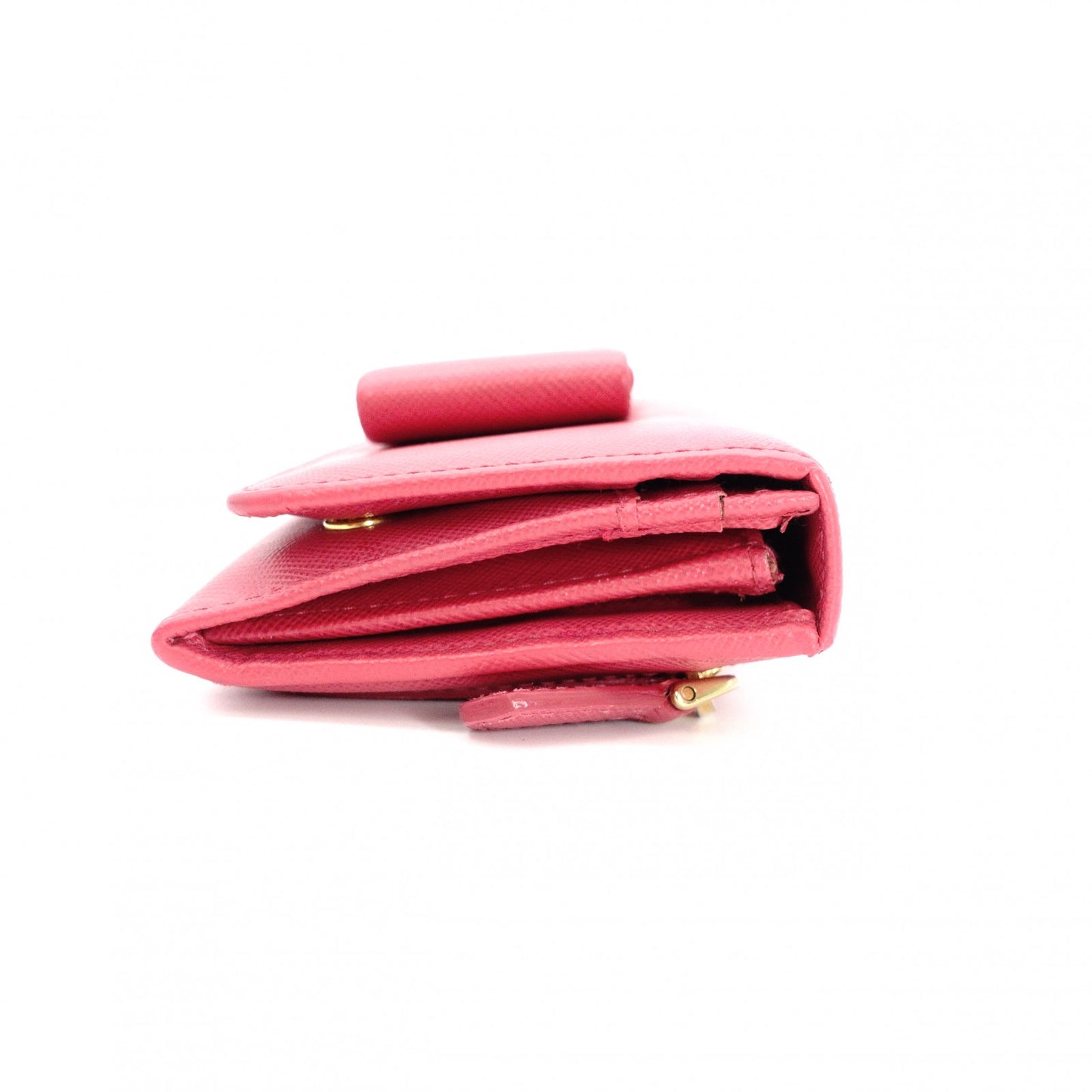 PRADA Ribbon Saffiano Long Wallet, Leather, Pink Ribbon, Gold Hardware