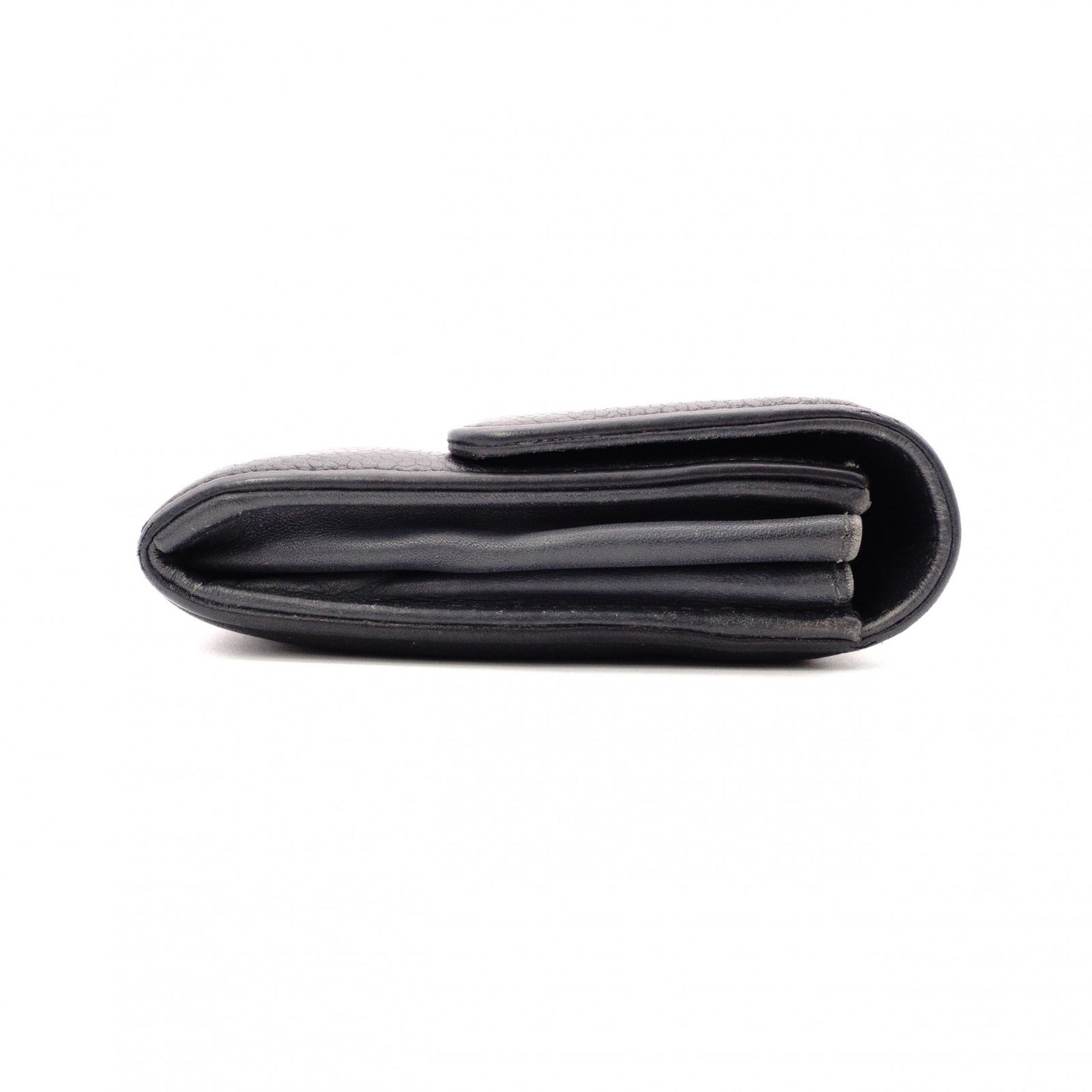 CHANEL Coco Mark Caviar Skin Long Wallet, Leather, Black, Coco Mark, CC Logo, Wallet