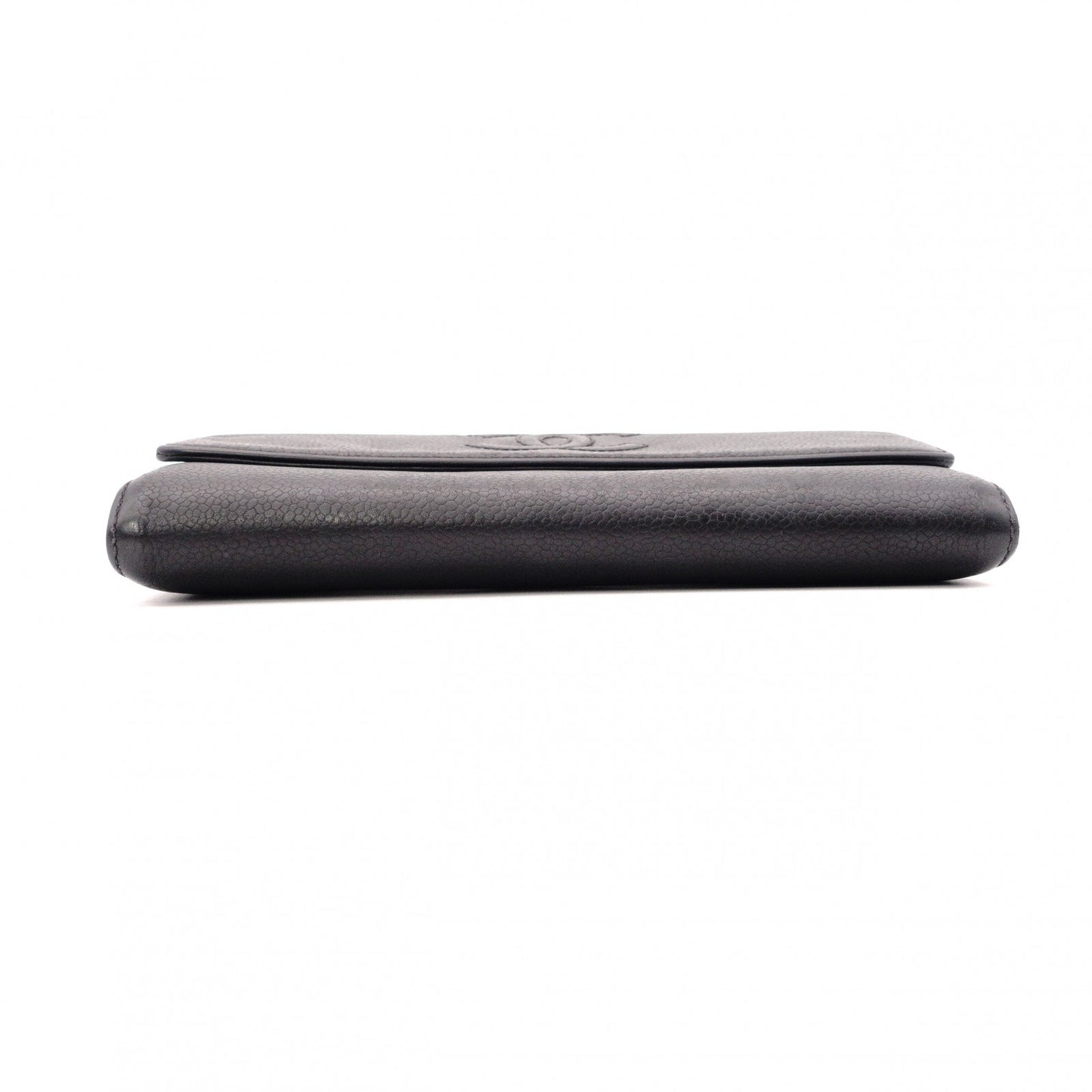 CHANEL Coco Mark Caviar Skin Long Wallet, Leather, Black, Coco Mark, CC Logo, Wallet