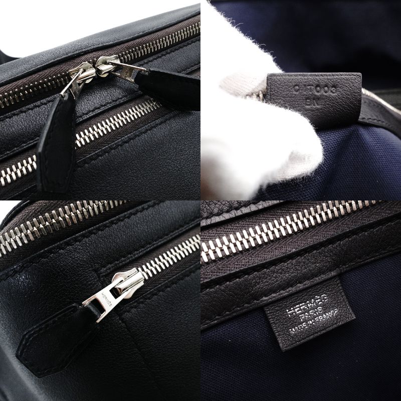 HERMES City Slide Cross GM Waist Bag Men's Crossbody Bag Shoulder Bag Belt Bag Leather Black