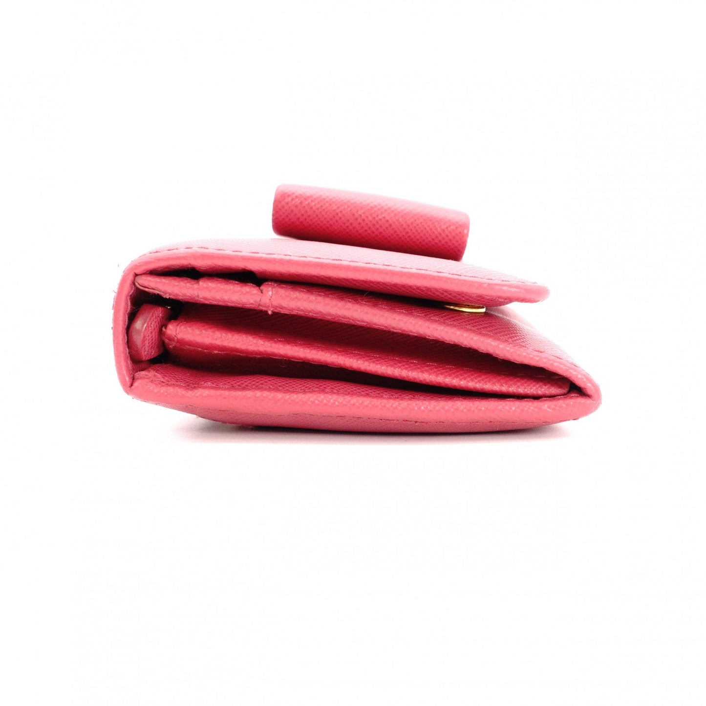PRADA Ribbon Saffiano Long Wallet, Leather, Pink Ribbon, Gold Hardware