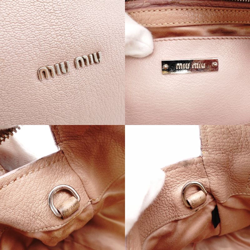 Miu Miu Madras Handbag Pink 5BB006 Leather 2-Way Crossbody Shoulder 7-9-637