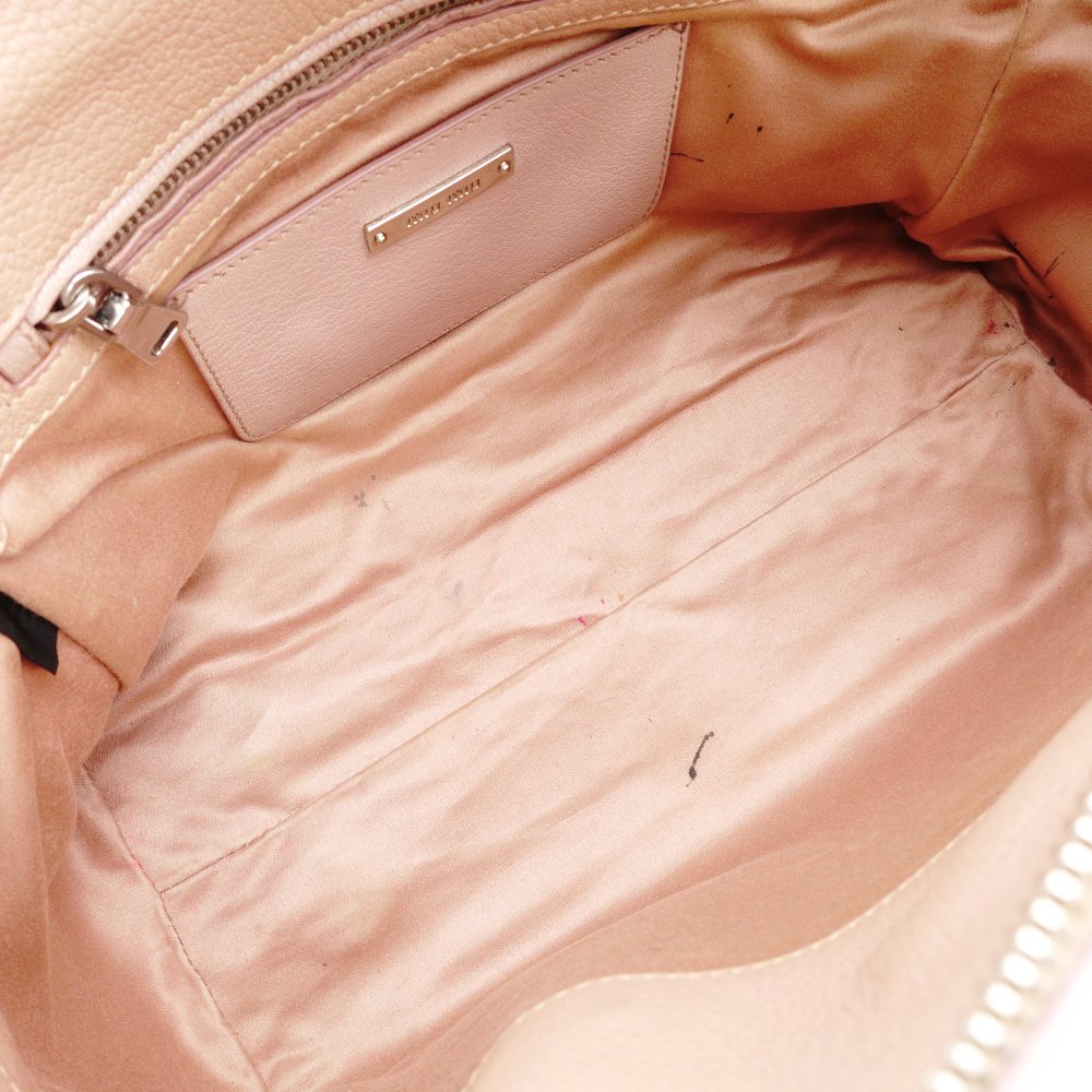 Miu Miu Madras Handbag Pink 5BB006 Leather 2-Way Crossbody Shoulder 7-9-637