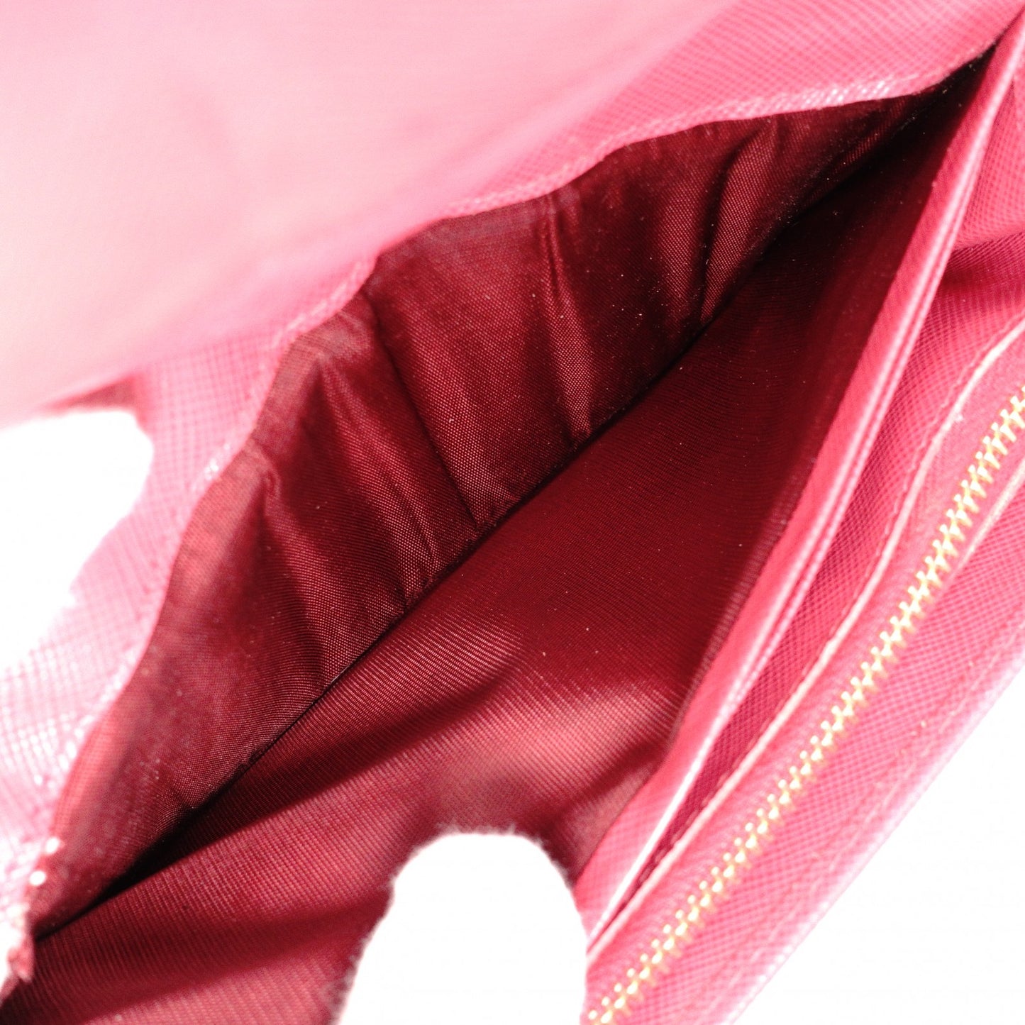 PRADA Ribbon Saffiano Long Wallet, Leather, Pink Ribbon, Gold Hardware