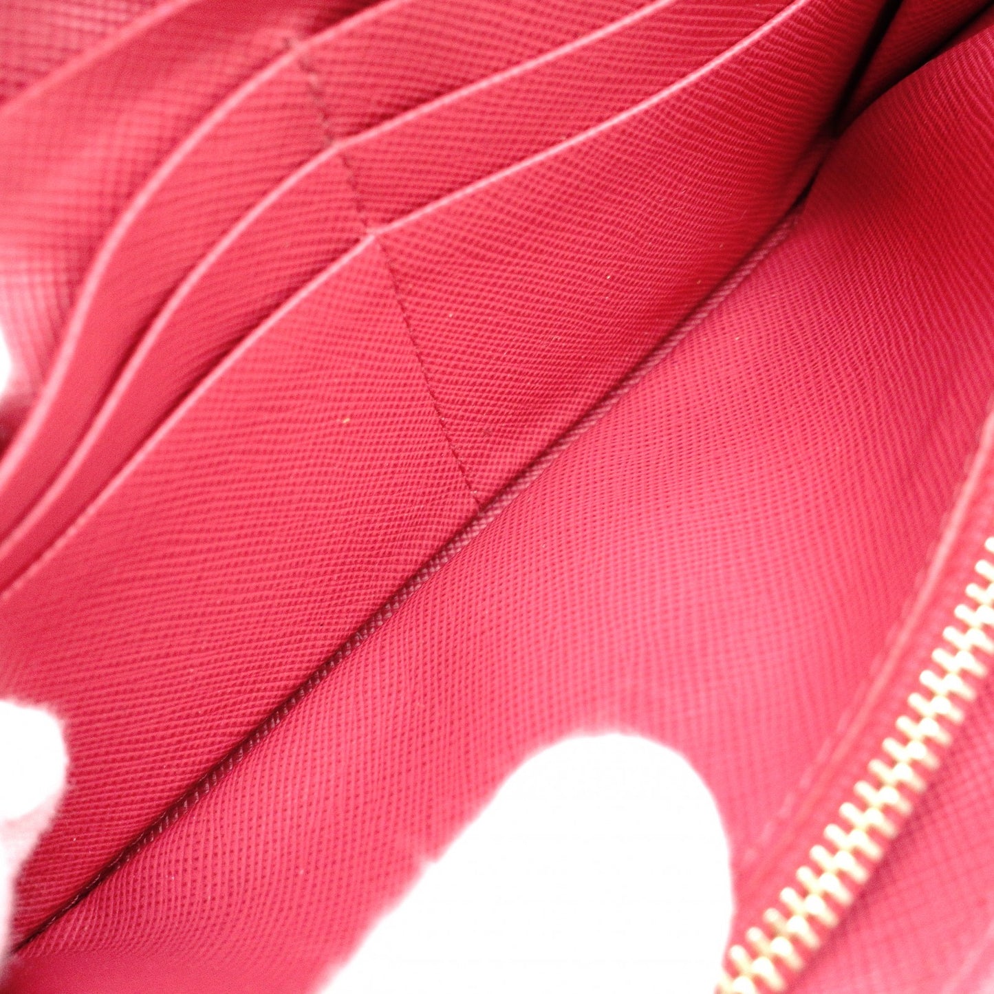 PRADA Ribbon Saffiano Long Wallet, Leather, Pink Ribbon, Gold Hardware