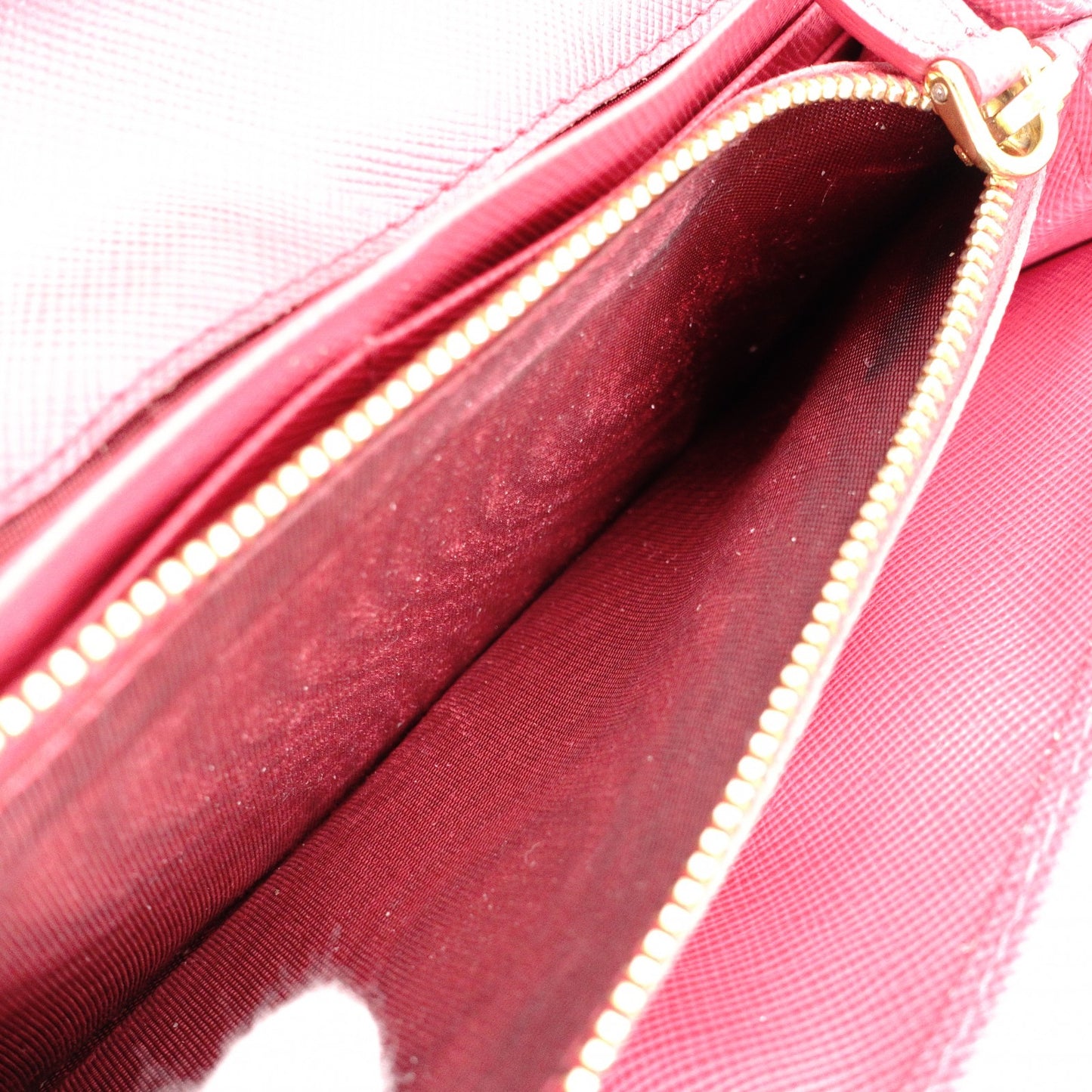 PRADA Ribbon Saffiano Long Wallet, Leather, Pink Ribbon, Gold Hardware