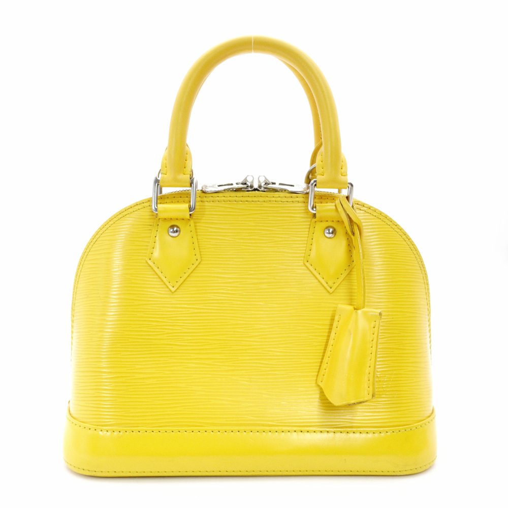 LOUIS VUITTON Epi Alma BB Handbag 2-Way Yellow Leather Crossbody Silver Hardware R81170