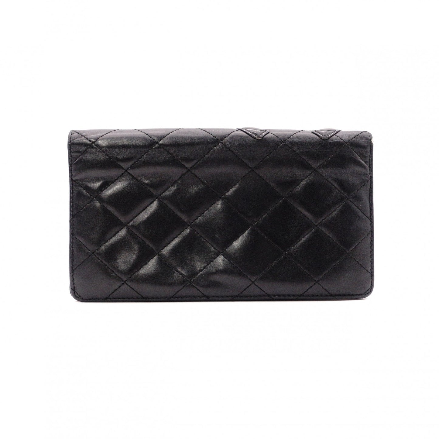 CHANEL Lambskin Cambon Line Long Wallet, Leather, Black and Pink, CC Logo