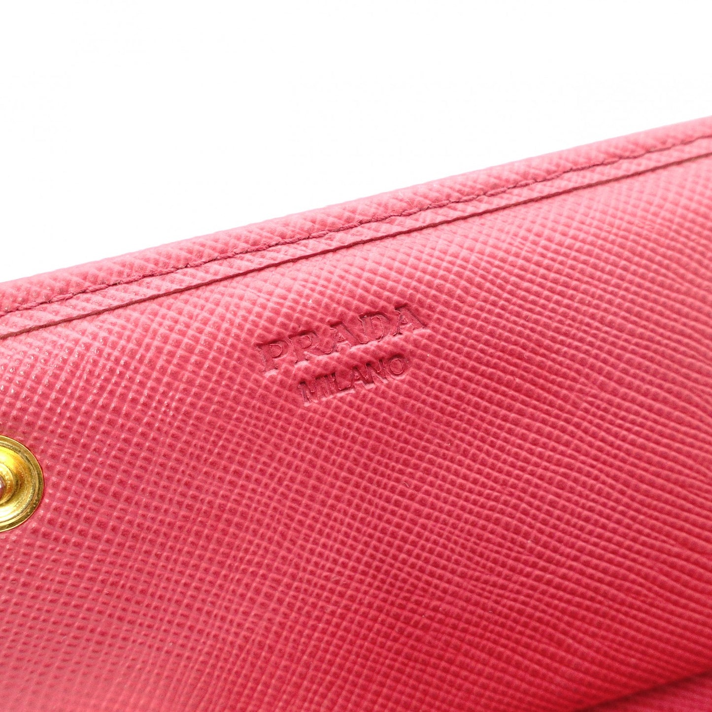 PRADA Ribbon Saffiano Long Wallet, Leather, Pink Ribbon, Gold Hardware