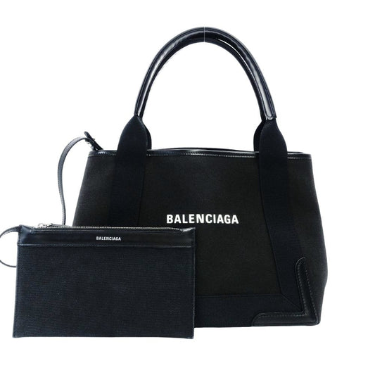 Balenciaga Navy Cabas S Size Black Canvas Black with Pouch Handbag 7-11-791