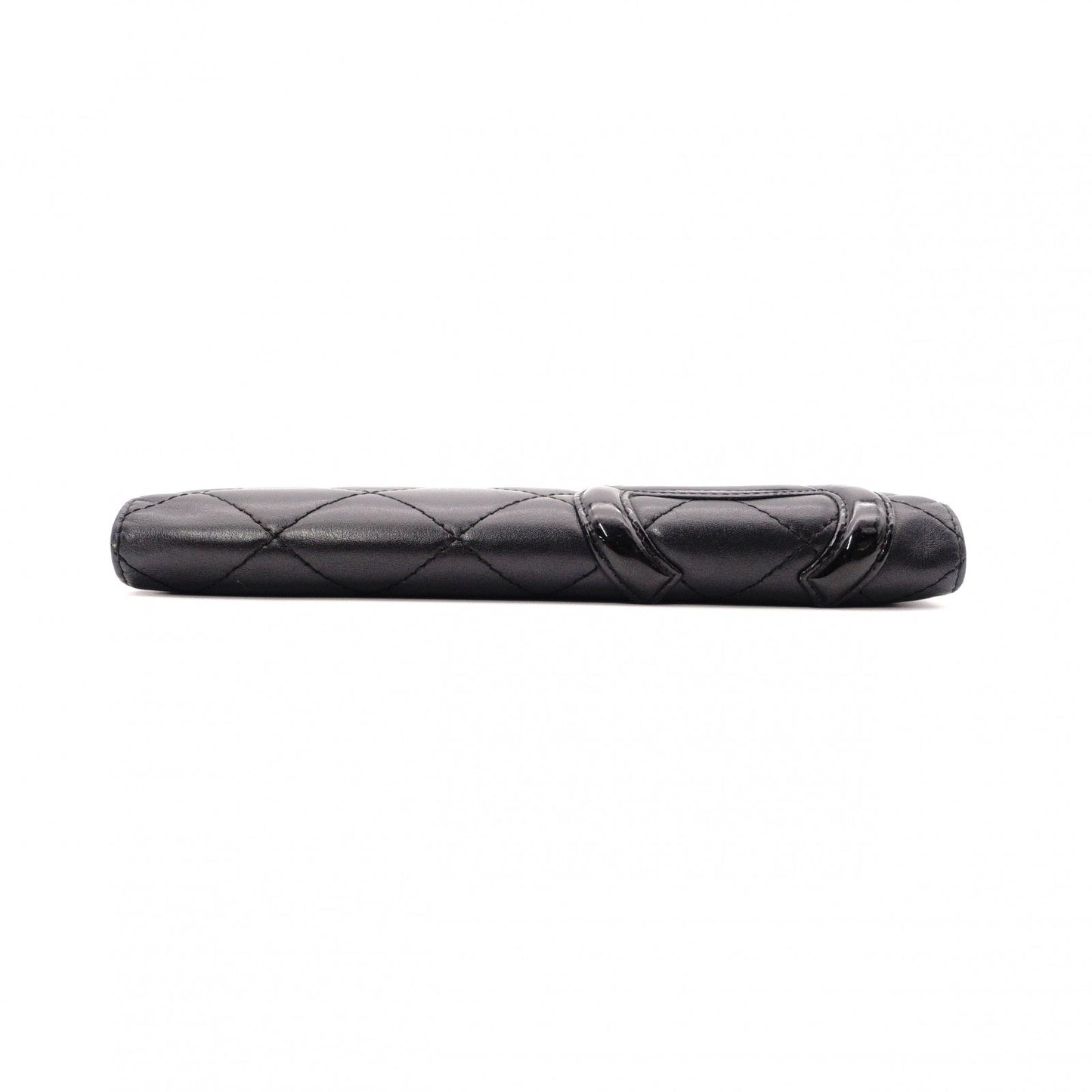 CHANEL Lambskin Cambon Line Long Wallet, Leather, Black and Pink, CC Logo