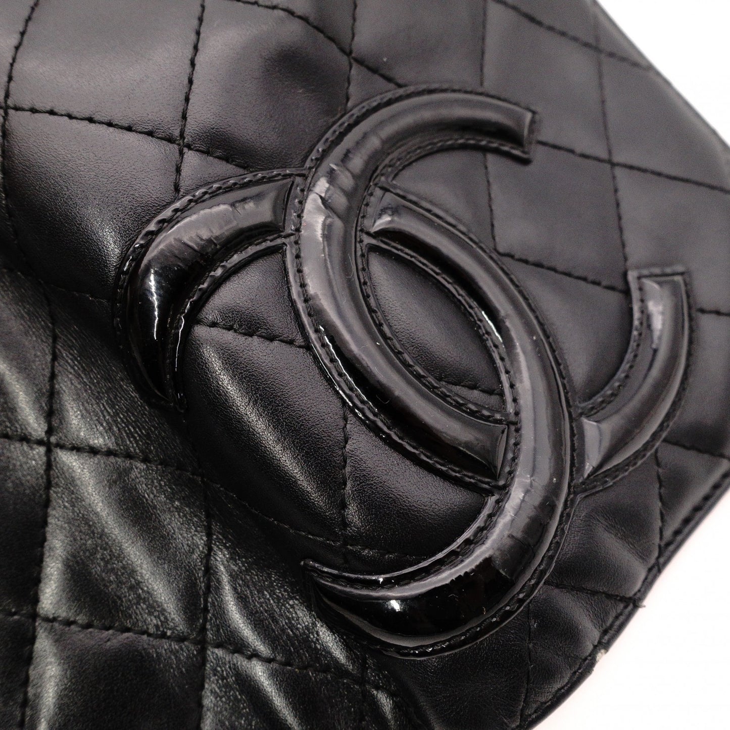 CHANEL Lambskin Cambon Line Long Wallet, Leather, Black and Pink, CC Logo