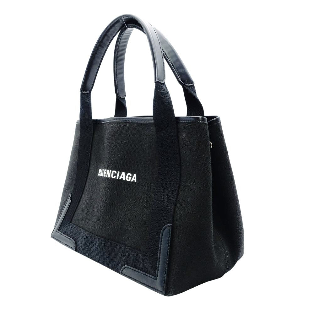 Balenciaga Navy Cabas S Size Black Canvas Black with Pouch Handbag 7-11-791