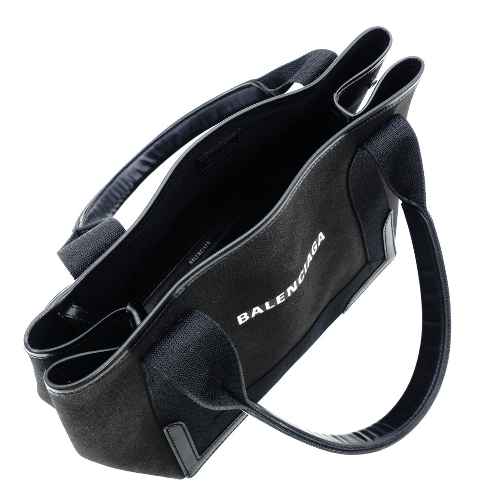 Balenciaga Navy Cabas S Size Black Canvas Black with Pouch Handbag 7-11-791