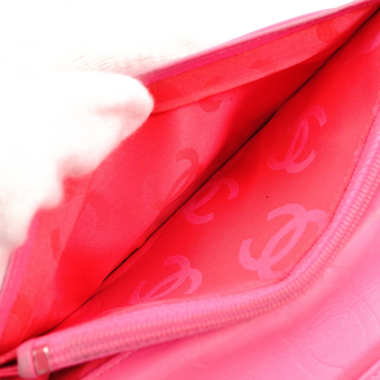 CHANEL Lambskin Cambon Line Long Wallet, Leather, Black and Pink, CC Logo